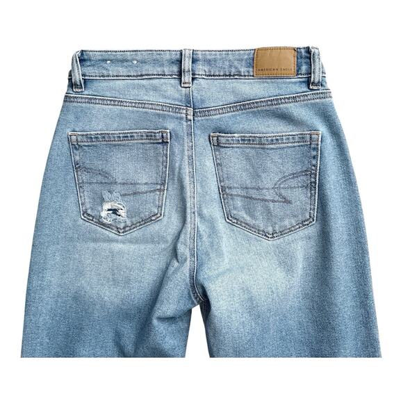 AMERICAN EAGLE Womens Size 0 Regular Ripped Destroyed High Rise Mom Blue Jeans - Picture 4 of 7